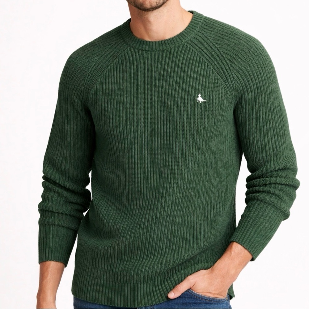 JACK WILLS Ribbed Knit Sweater XL BNWT | Dark Green Crewneck | Classic Preppy